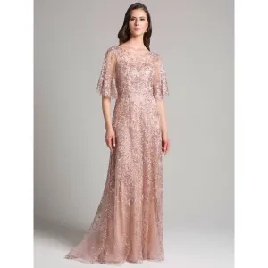 33277 - Cape sleeves lace column dress