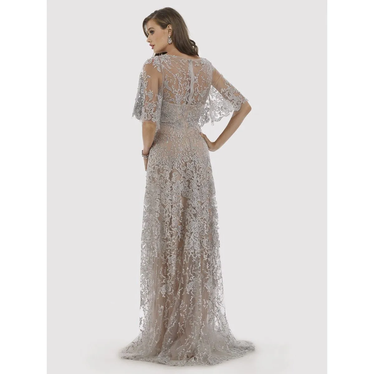 33277 - Cape sleeves lace column dress