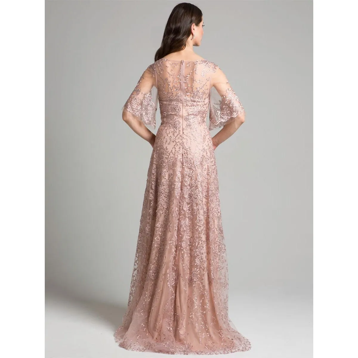33277 - Cape sleeves lace column dress