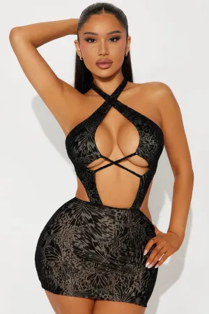 Alex Mesh Micro Mini Dress - Black