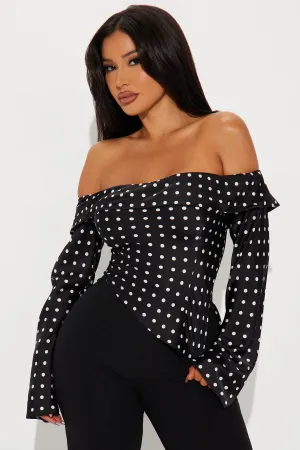 Amalie Polka Dot Top - Black/White