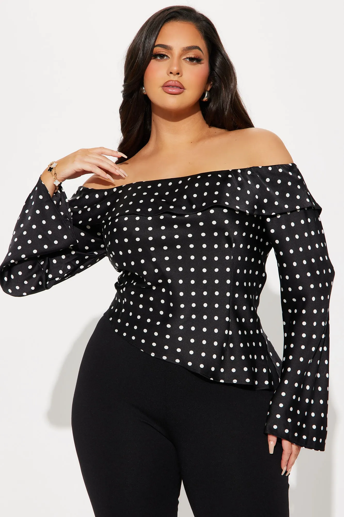 Amalie Polka Dot Top - Black/White