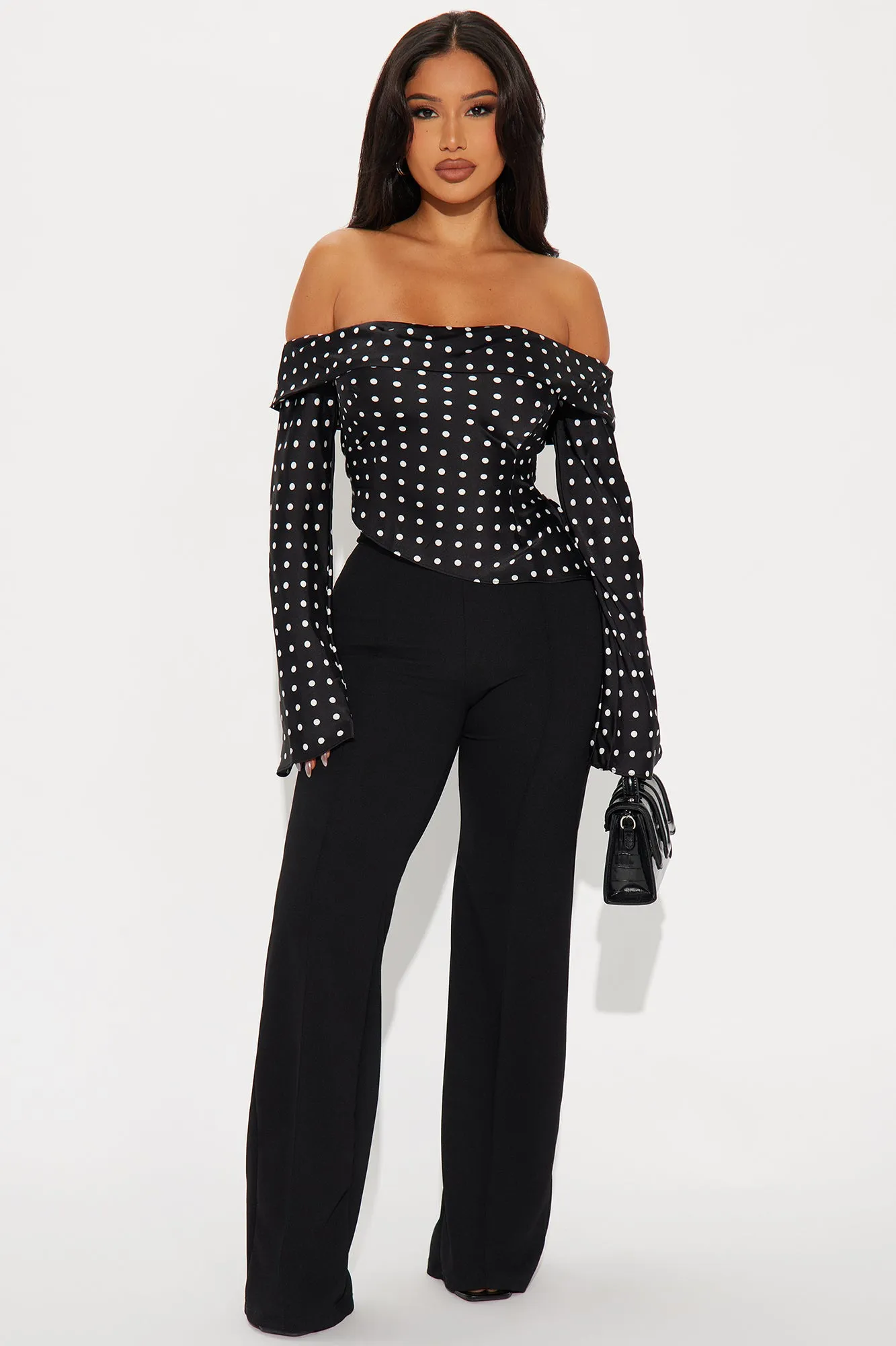 Amalie Polka Dot Top - Black/White