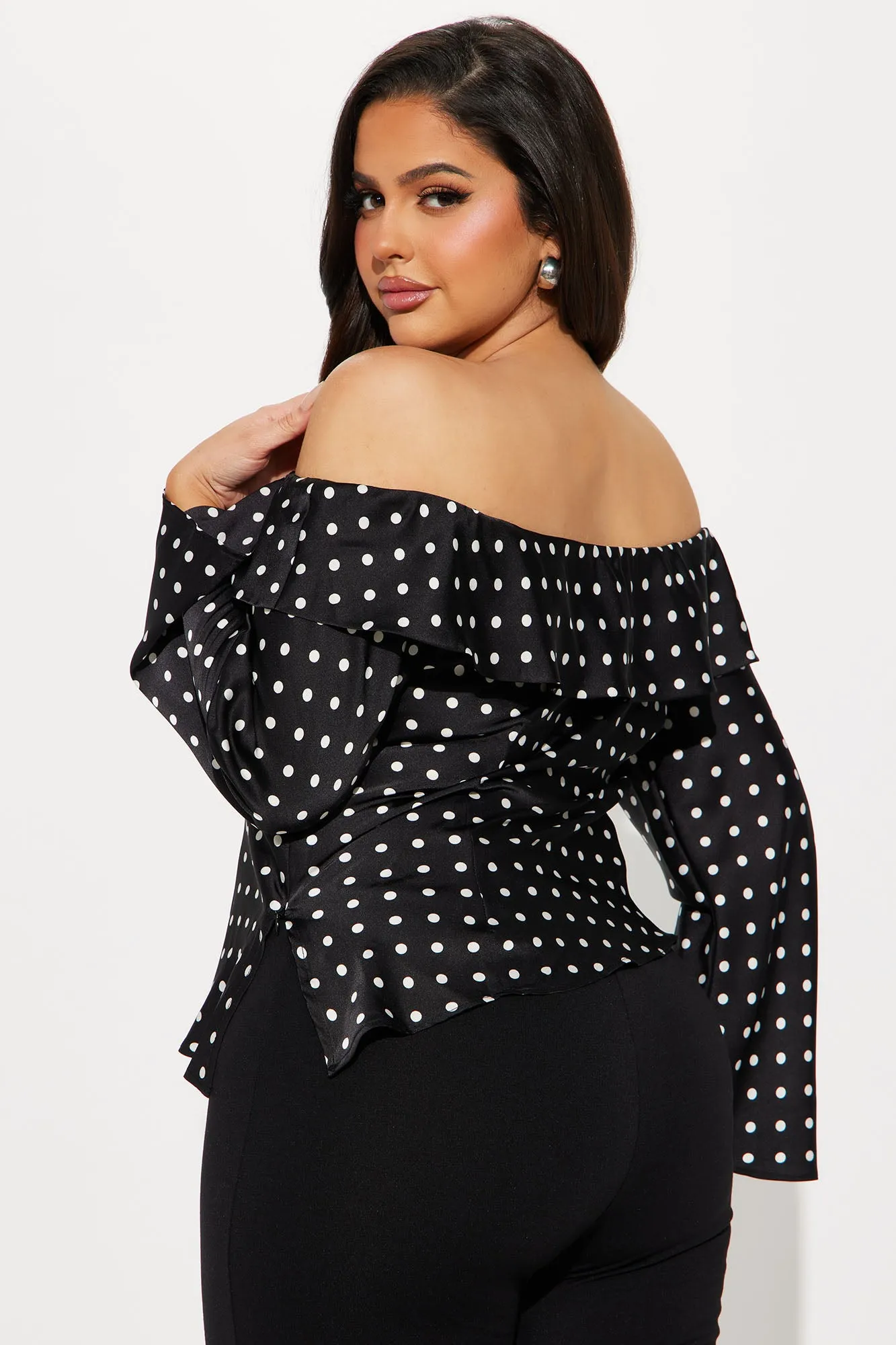 Amalie Polka Dot Top - Black/White