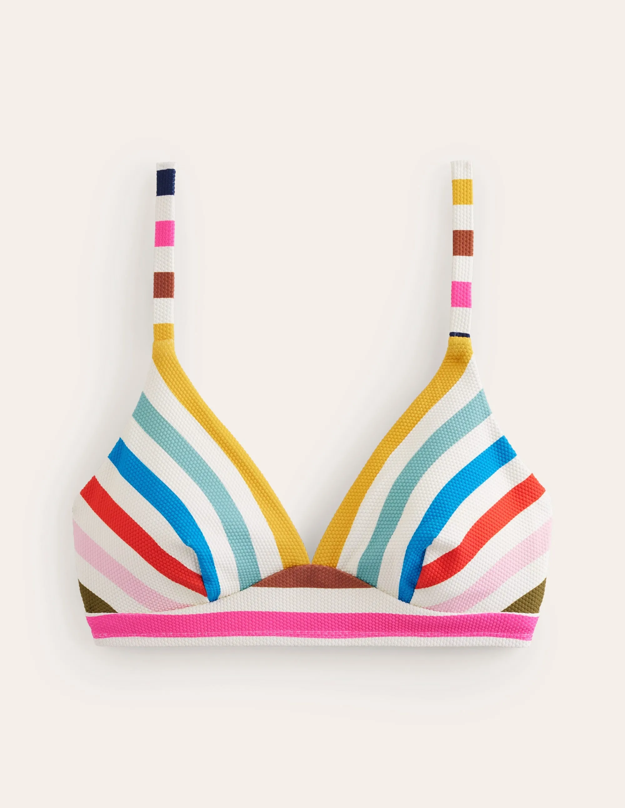 Arezzo V-neck Bikini Top-Multi Stripe