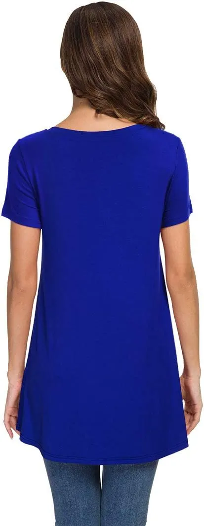 AWULIFFAN Women's Summer Casual Short Sleeve V-Neck T-Shirt Tunic Tops Blouse Shirts