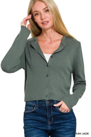 Button Crop Cardigan