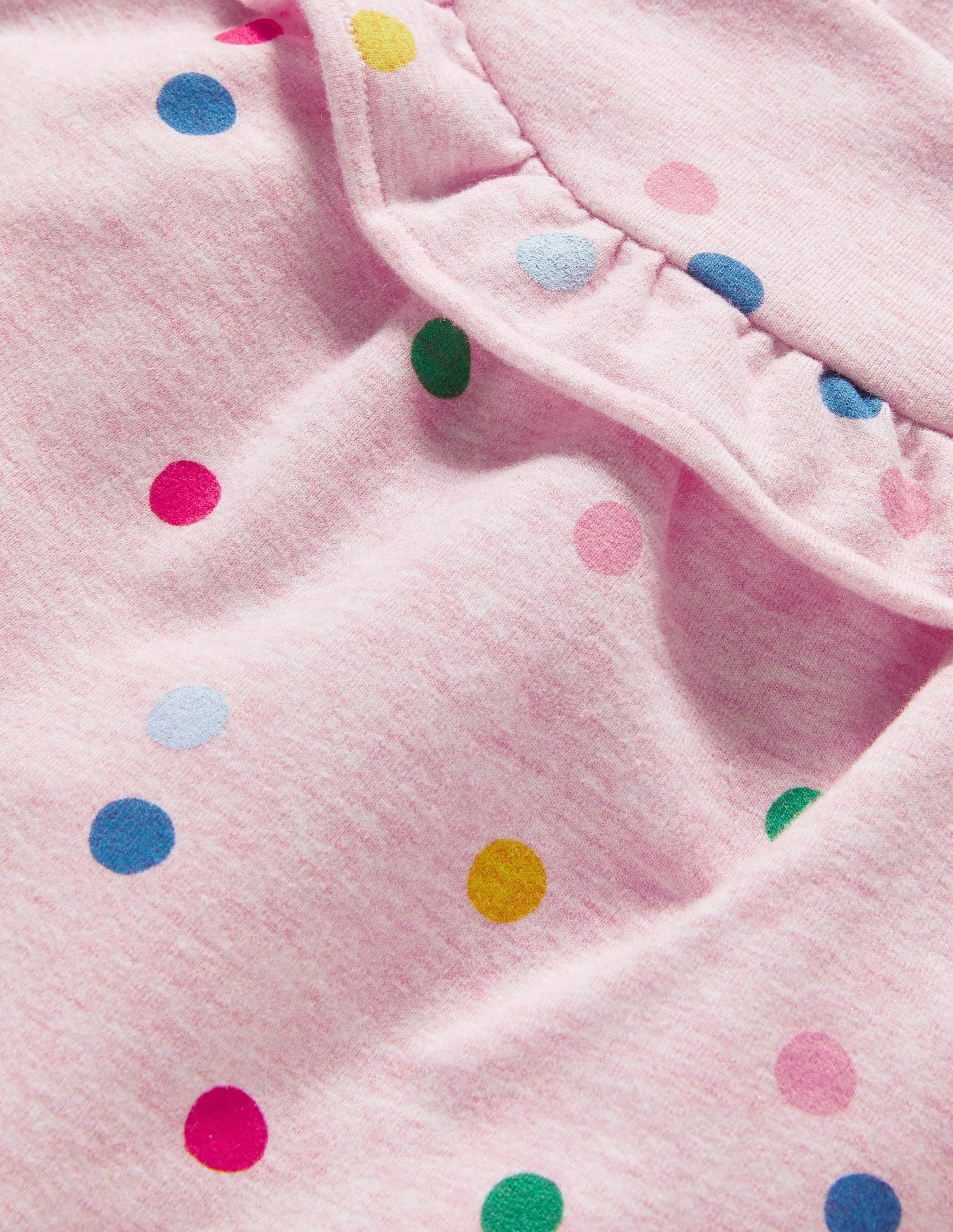 Cosy Ruffle Top-Pink Marl Painted Spot