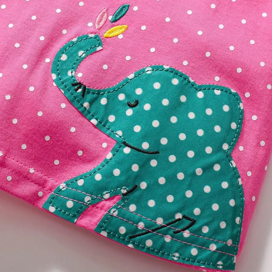Embroidered Patch Zoo Animals Long Sleeve Top Dress