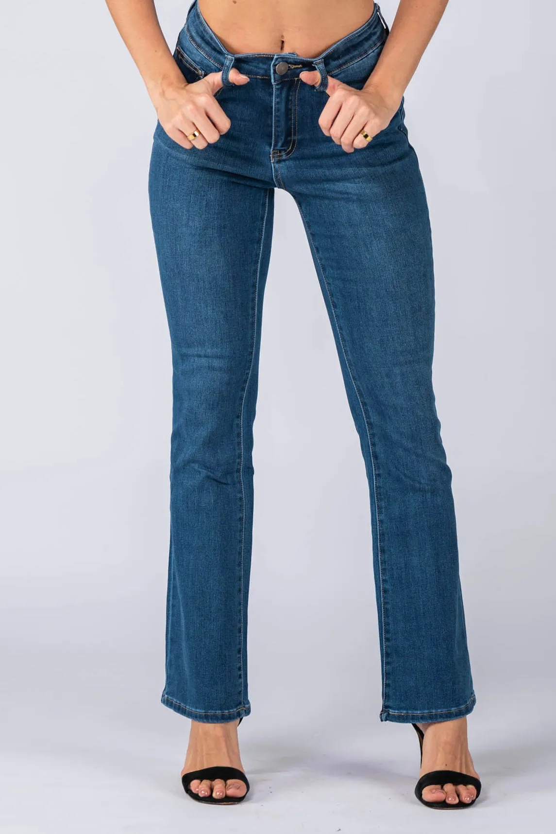 Flared Denim Jeans - Dark Denim