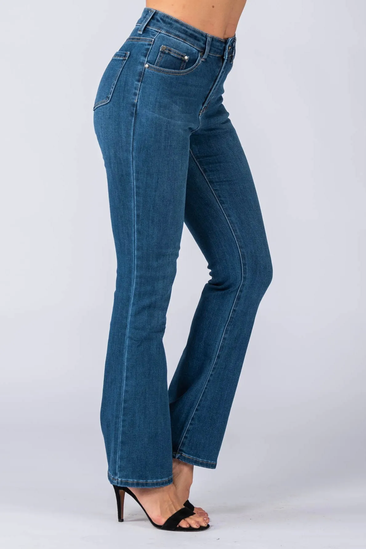 Flared Denim Jeans - Dark Denim