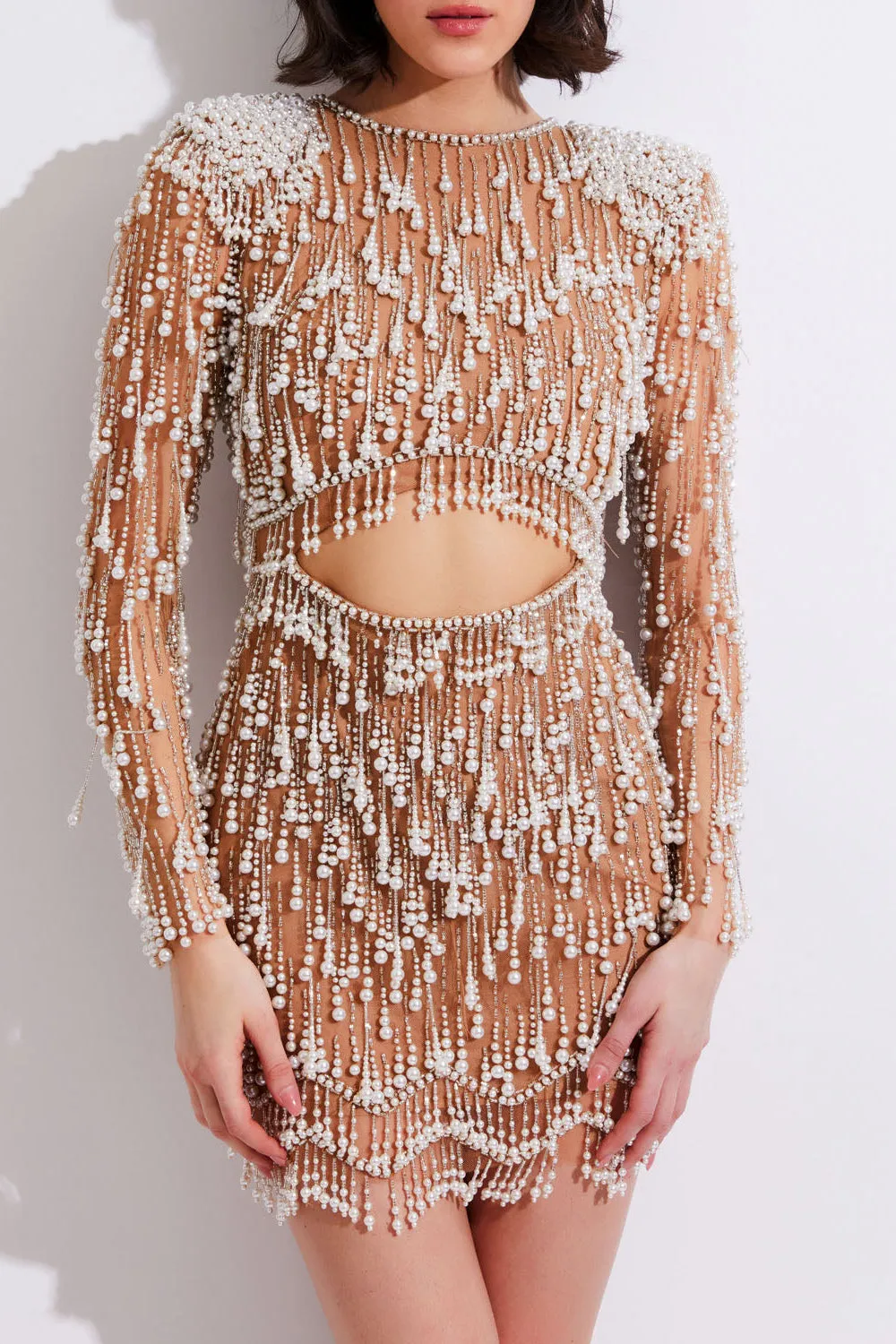 Fully Beaded Cut-Out Cocktail Dress
