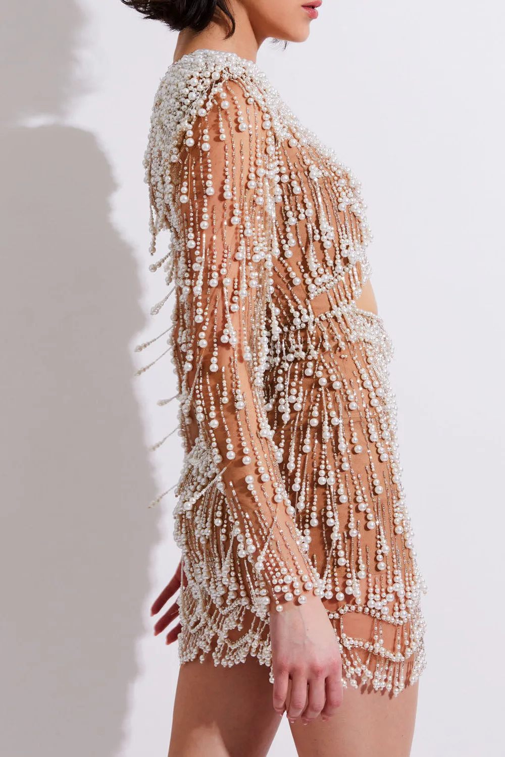 Fully Beaded Cut-Out Cocktail Dress