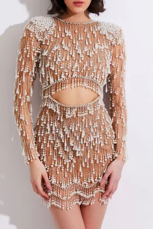 Fully Beaded Cut-Out Cocktail Dress