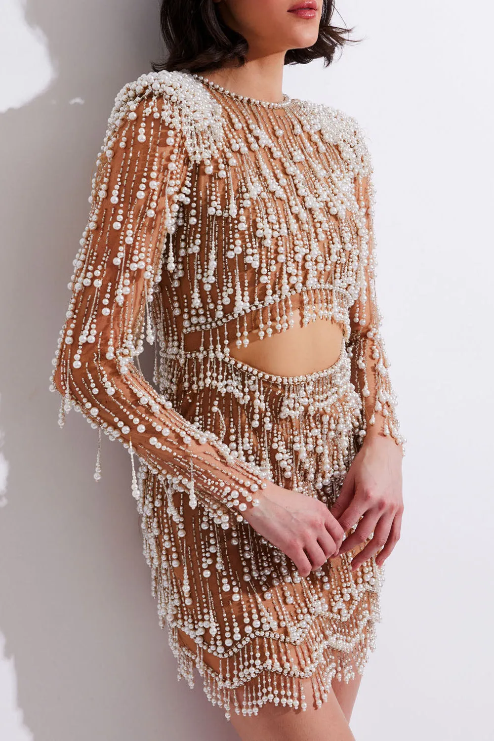 Fully Beaded Cut-Out Cocktail Dress