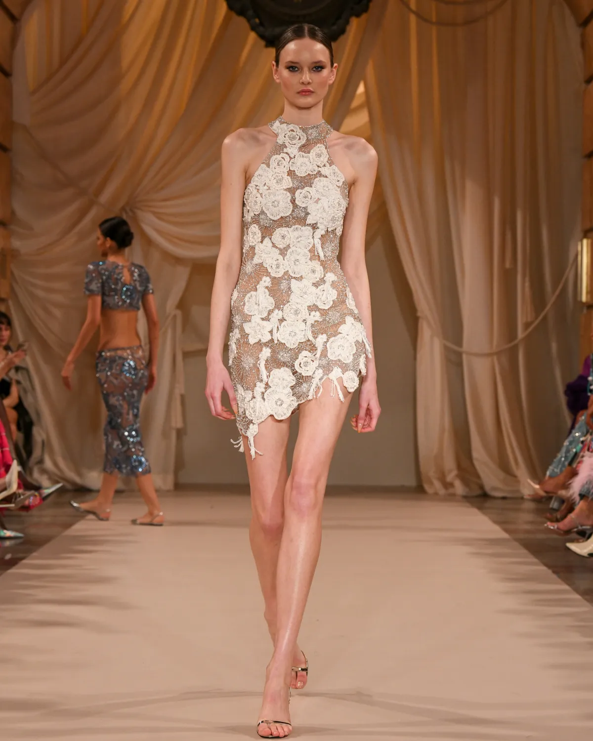 HAND-EMBROIDERED SLEEVELESS COCKTAIL DRESS