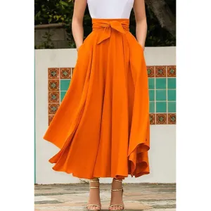 High Waisted Flared Skirt  Orange