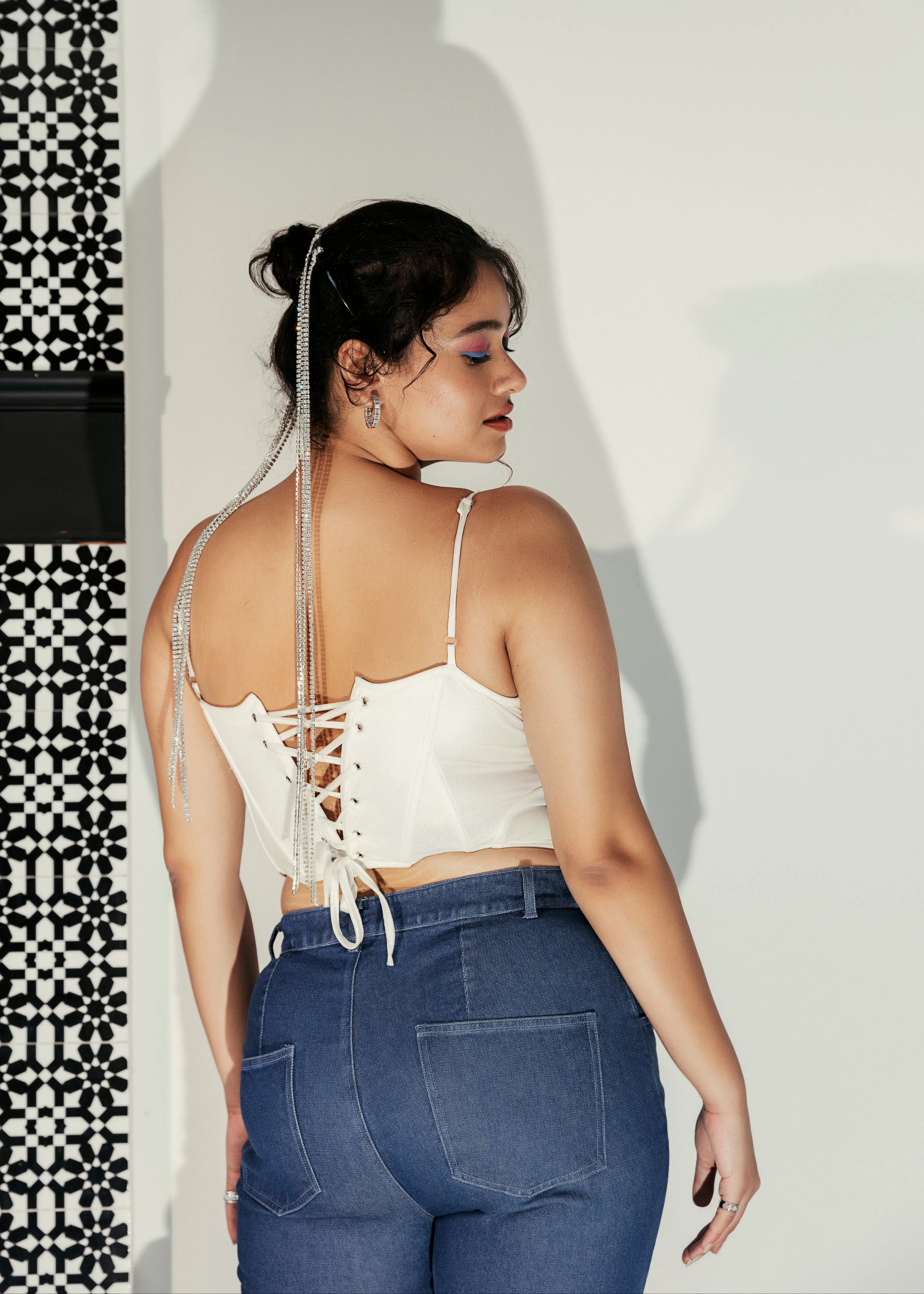 Maude Rhinestone Embroidered Flared Jeans