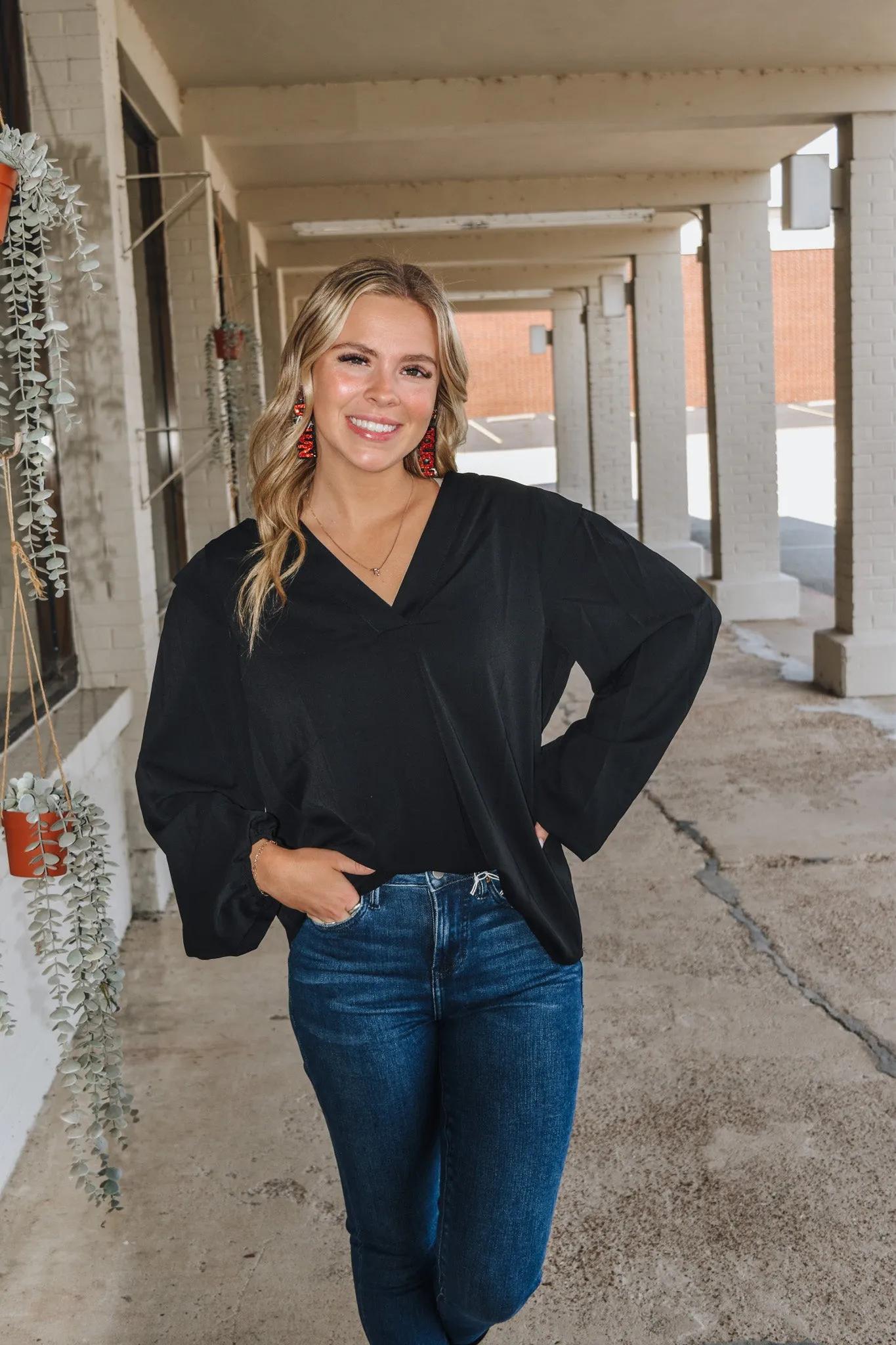Minding My Business Black Blouse