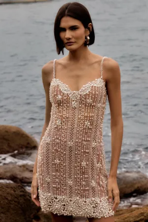 Pearl-Beaded Cocktail Dress