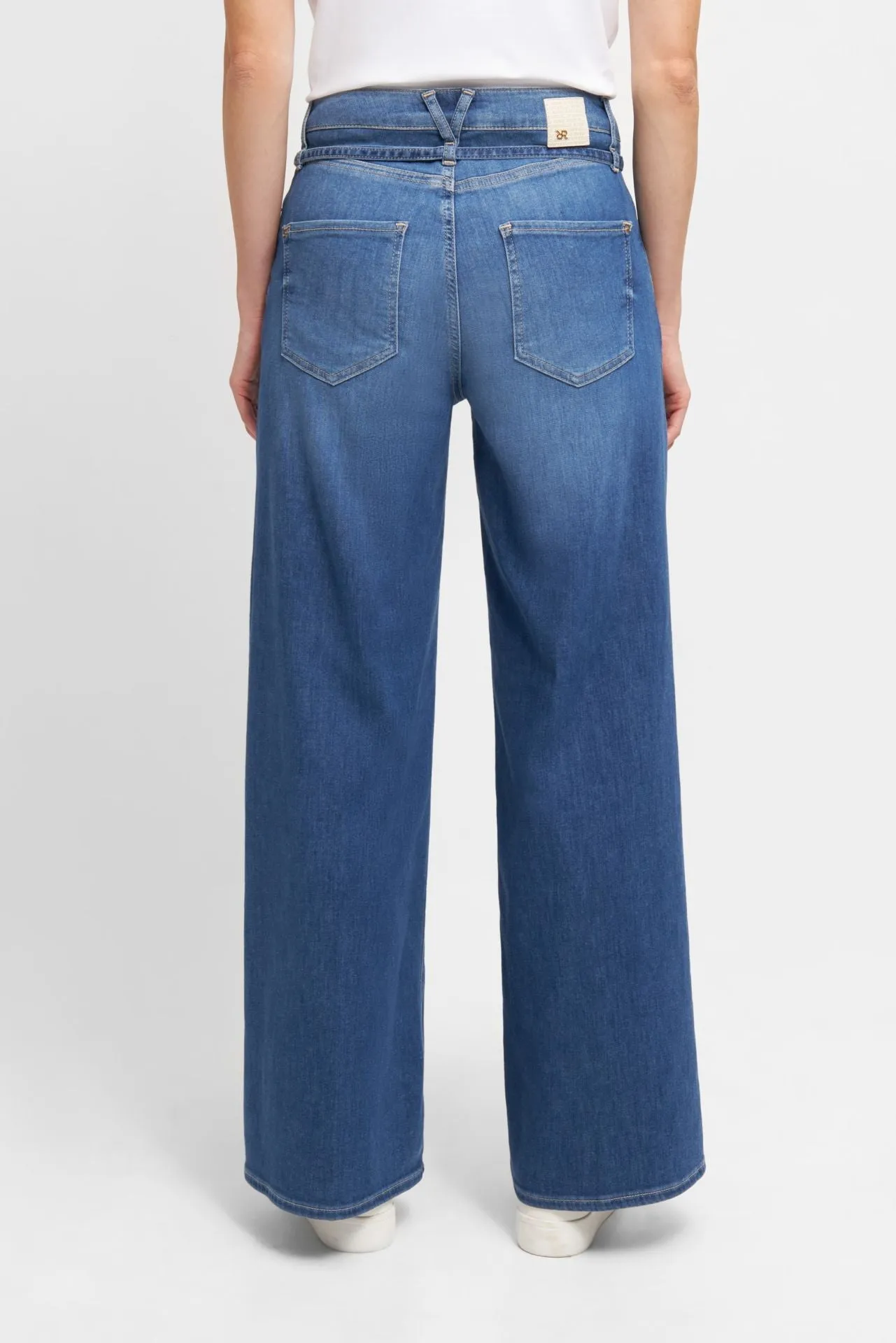Raffaello Rossi Sventy Belt Fluid Soft Touch Wide Leg Denim Jean | Blue-Blue