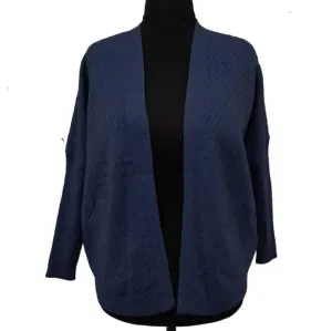 Ribbed Detail Hip Long Open Front Cardigan