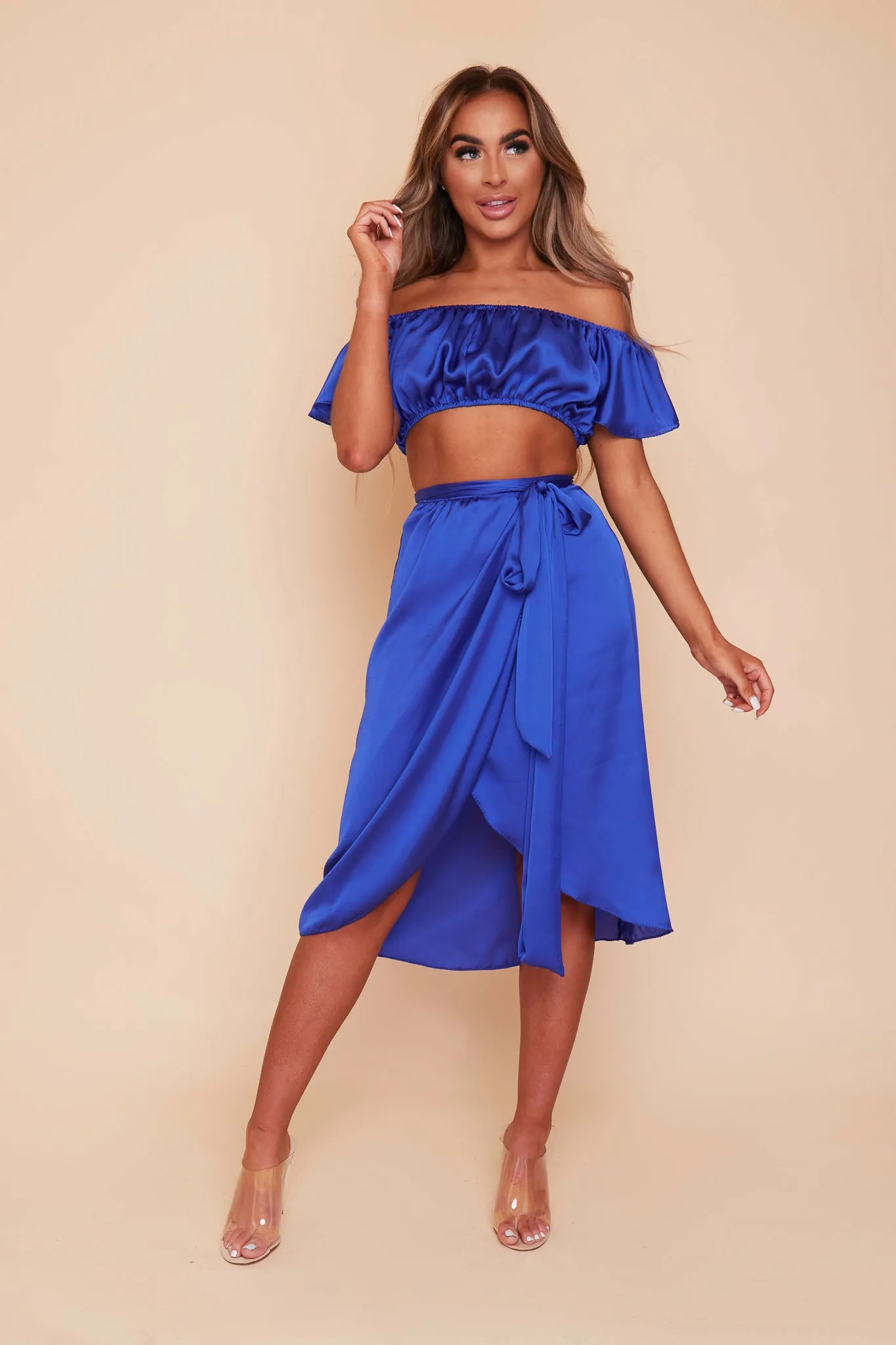 Valencia Silky Wrap Midi Skirt