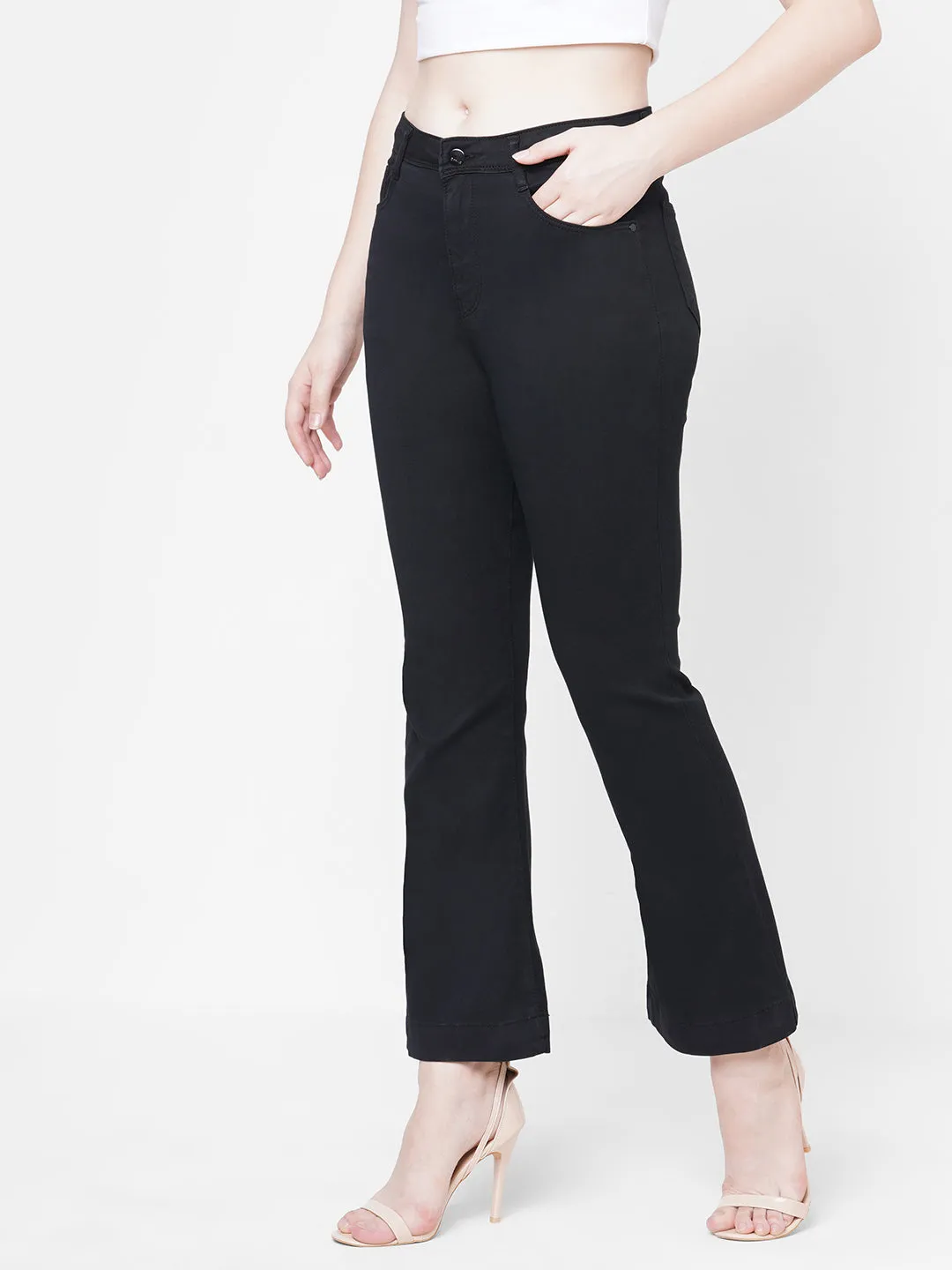 Women High-Rise Mini Flare Jeans