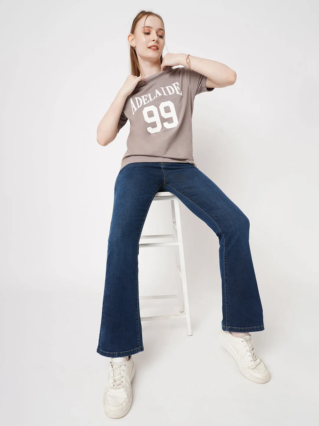 Women High Rise MINI FLARE Jeans