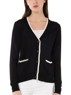 Women's V Neck Button Front Lightweight Cardigan